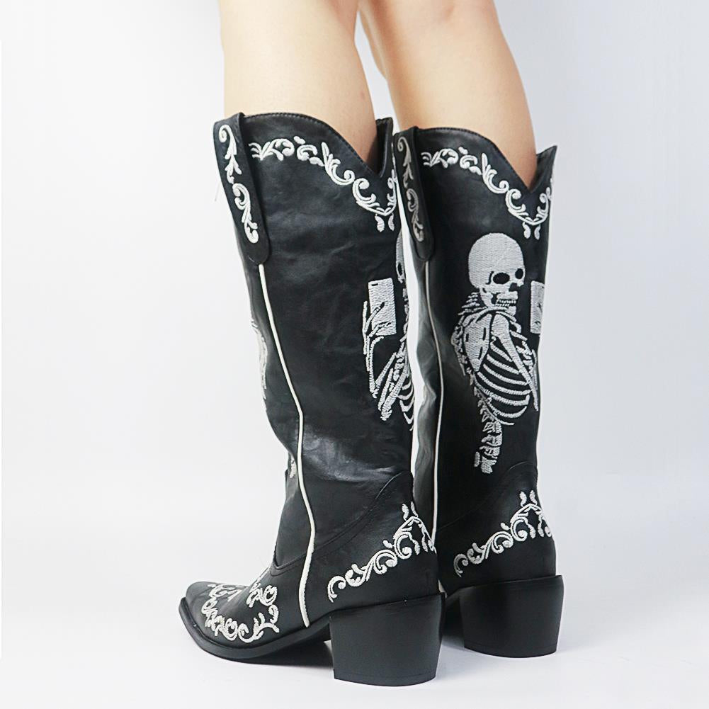 Women's Retro Punk Gothic Skull Boots