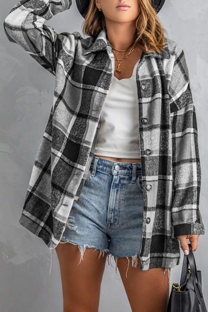 Plaid Color Block Patchwork Shirt Jacket
