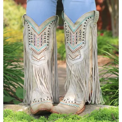 Women's Hippie Cowboy Tassel Western Boots