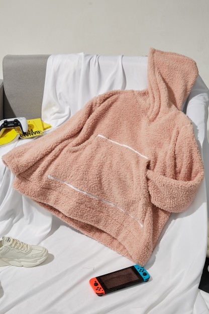 Hoodie Pocket  Blush Pink Short Hoodie Blanket
