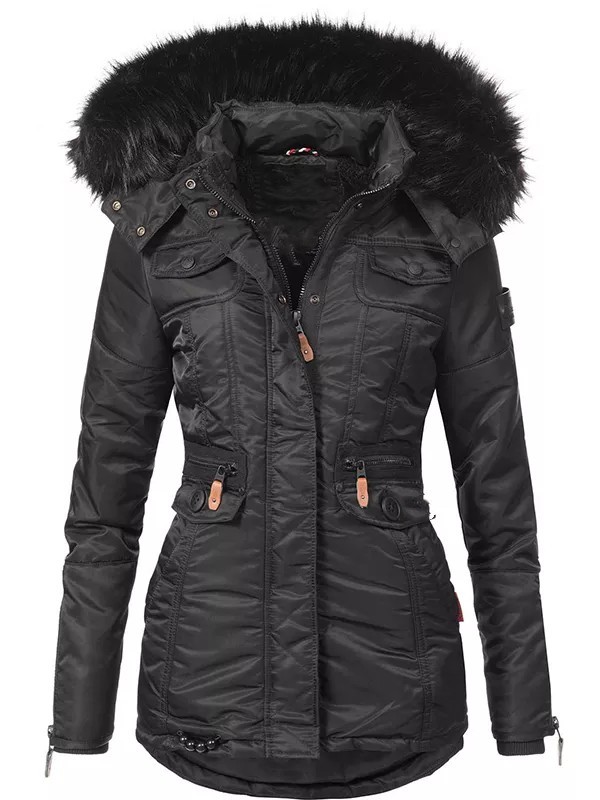 Winter women's cold-proof jacket with faux fur cover