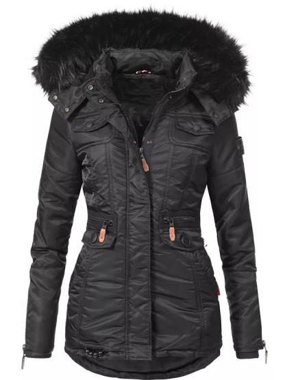 Winter women's cold-proof jacket with faux fur cover