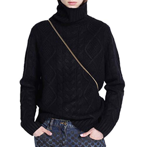 Women's Turtleneck Pullover Female Loose Long Sleeve Tops Winter Thick Knitted Jumper