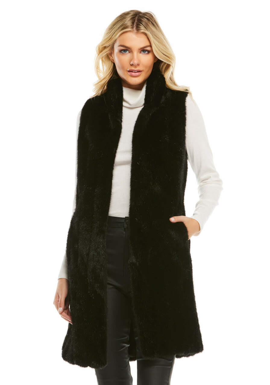 Black MInk Faux Fur Stroller Vest