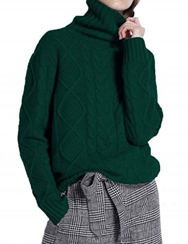 Women's Turtleneck Pullover Female Loose Long Sleeve Tops Winter Thick Knitted Jumper