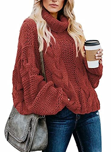 Womens 2022 Winter Fall Solid Turtleneck High Neck BalloonLong Sleeve Sweaters Pullover Outerwear