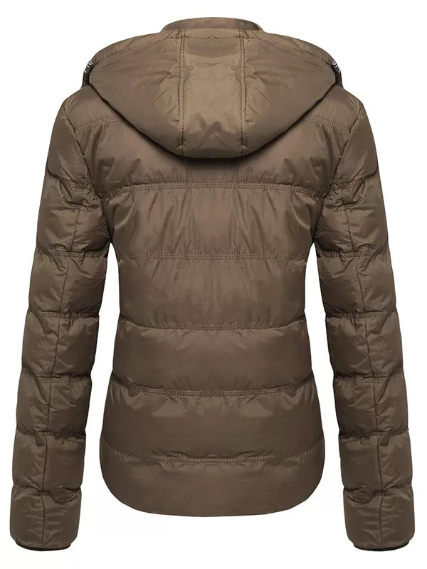 Women's thick winter jacket quilted warm down jacket with detachable h