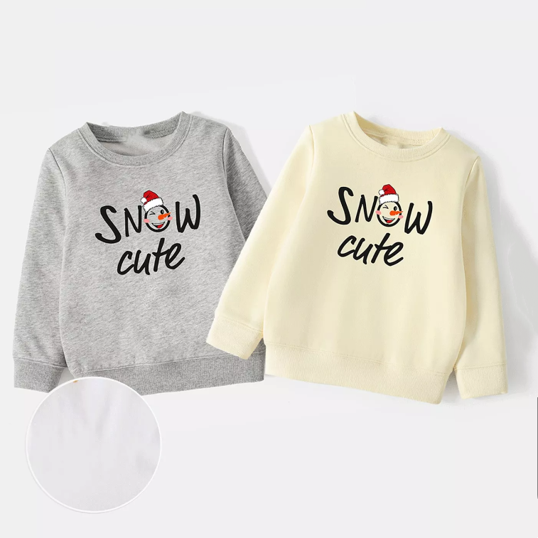 Water Repellent and Stain Resistant Sibling Matching Christmas Snowman & Letter Print Long-sleeve Sweatshirts