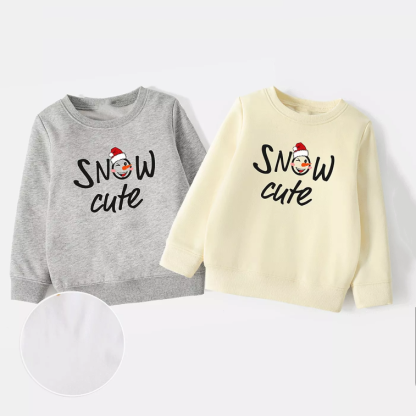 Water Repellent and Stain Resistant Sibling Matching Christmas Snowman & Letter Print Long-sleeve Sweatshirts