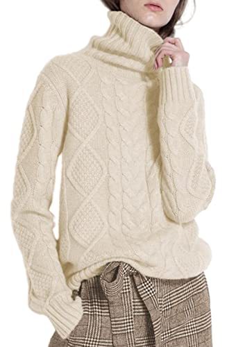 Women's Turtleneck Pullover Female Loose Long Sleeve Tops Winter Thick Knitted Jumper