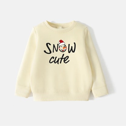 Water Repellent and Stain Resistant Sibling Matching Christmas Snowman & Letter Print Long-sleeve Sweatshirts