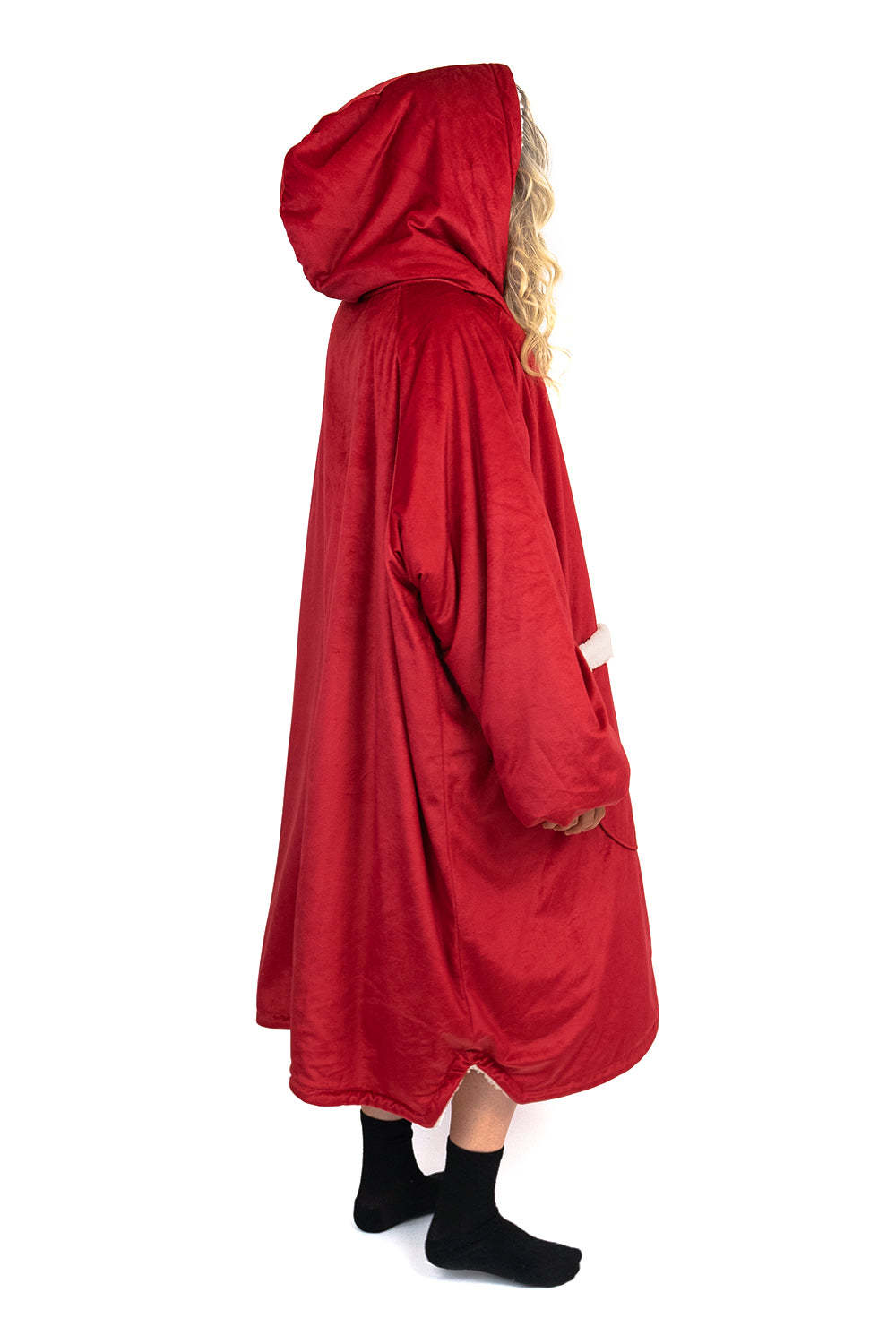 Jump Pocket Holiday Red Blanket Hoodie