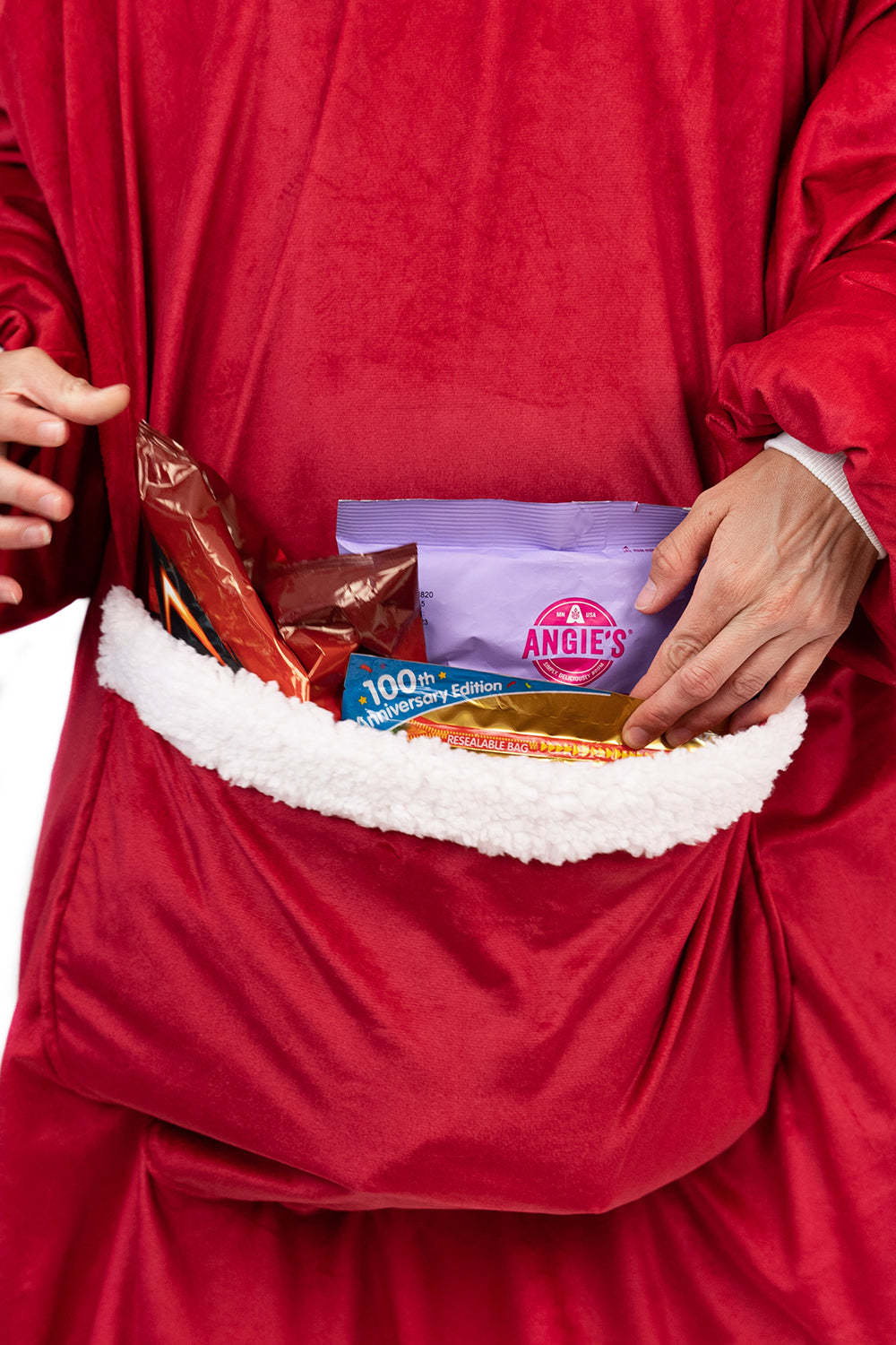 Jump Pocket Holiday Red Blanket Hoodie