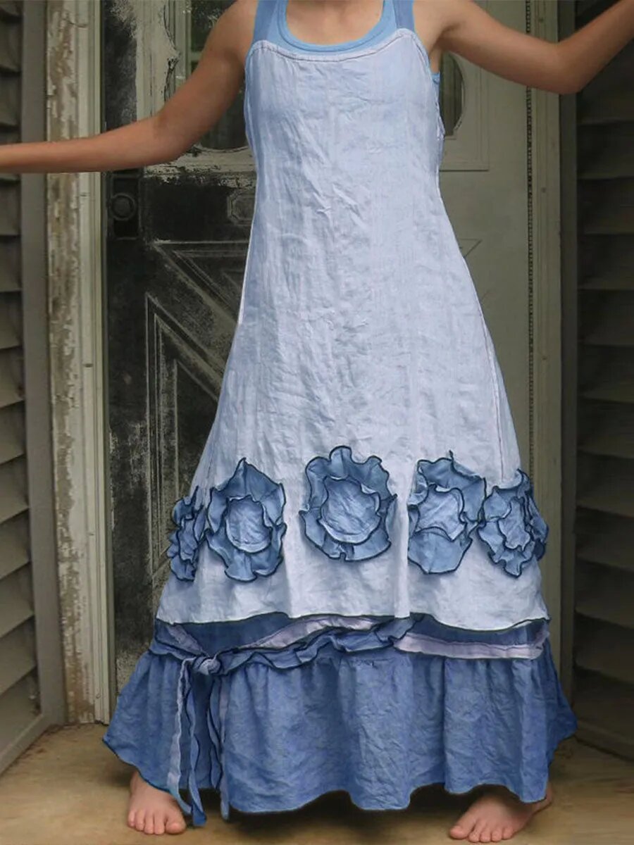 Flower Lace Layered Bow Decoration Dress