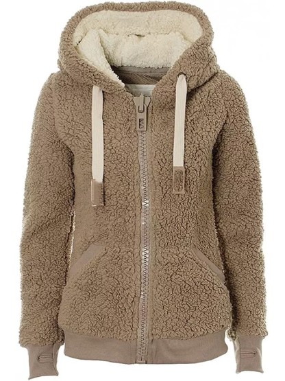 Women's New Hooded Sherpa Casual Winter Warm Jacket