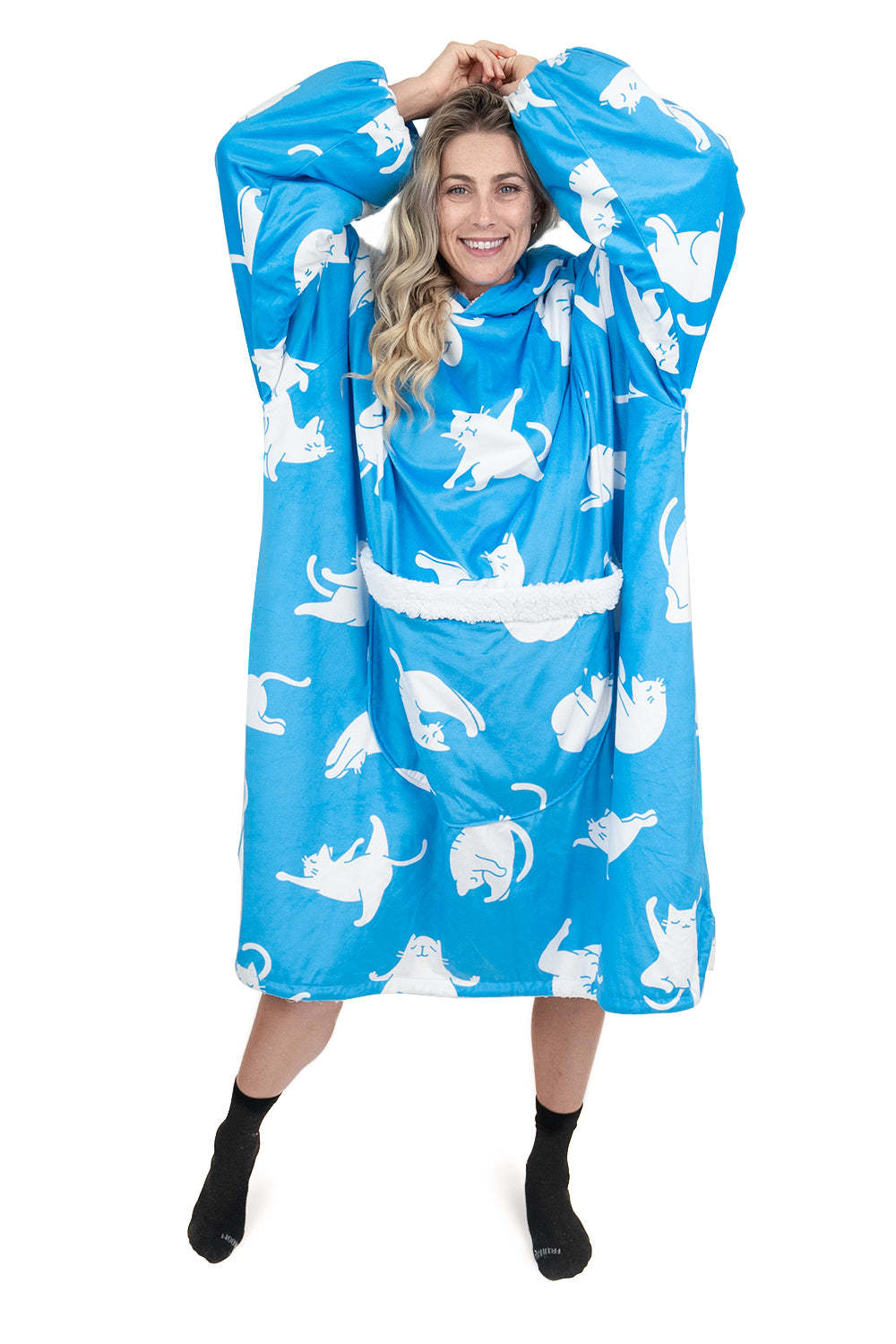 Hoodie Pocket  Yoga Cat Blanket Hoodie