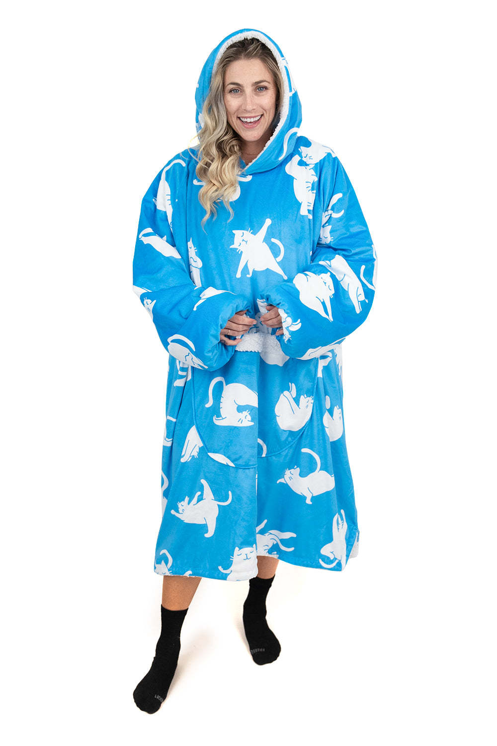 Hoodie Pocket  Yoga Cat Blanket Hoodie