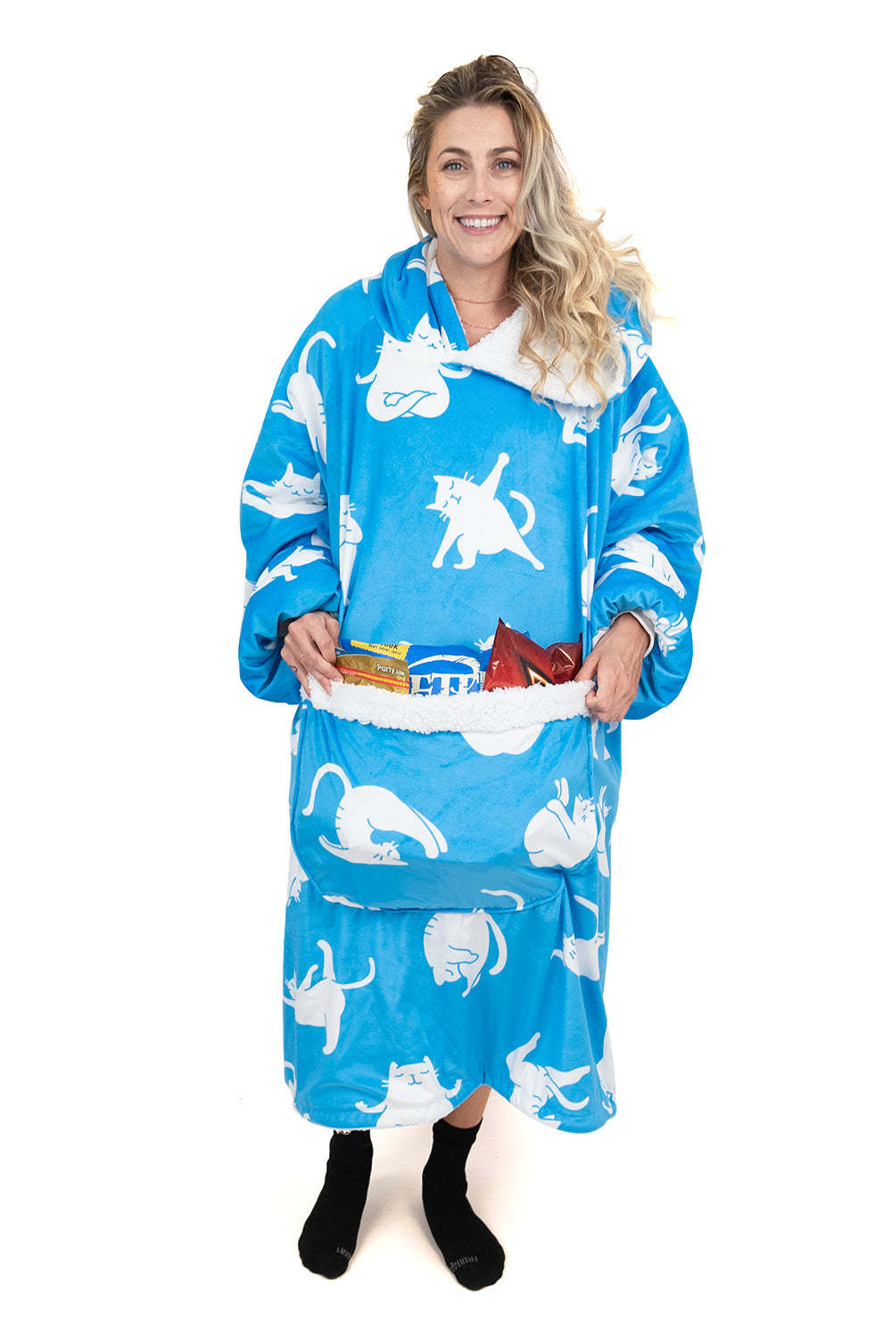 Hoodie Pocket  Yoga Cat Blanket Hoodie