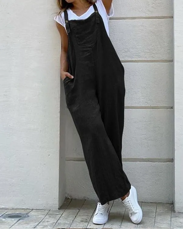 Linen Cotton Loose Casual Loose Jumpsuit