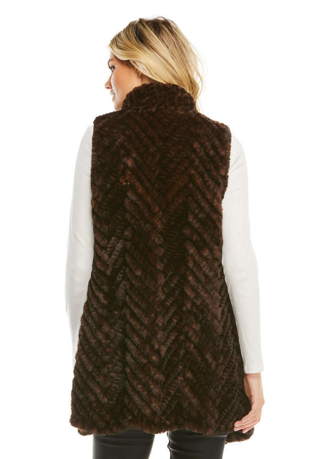 Whiskey Faux Fur Knitted Gemma Vest