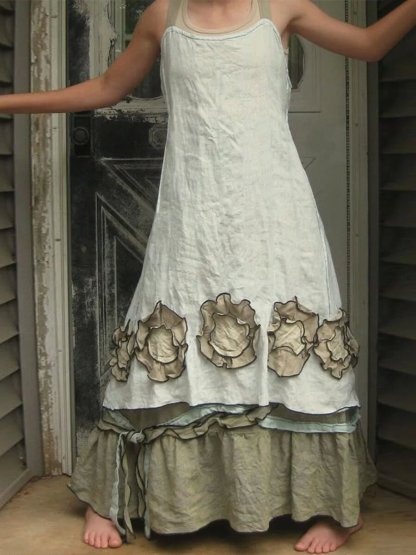 Flower Lace Layered Bow Decoration Dress