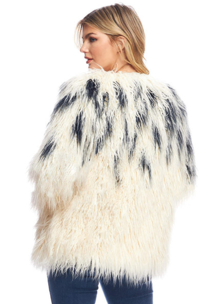 Ivory Tibetan Lamb Faux Fur Moody Blue Jacket