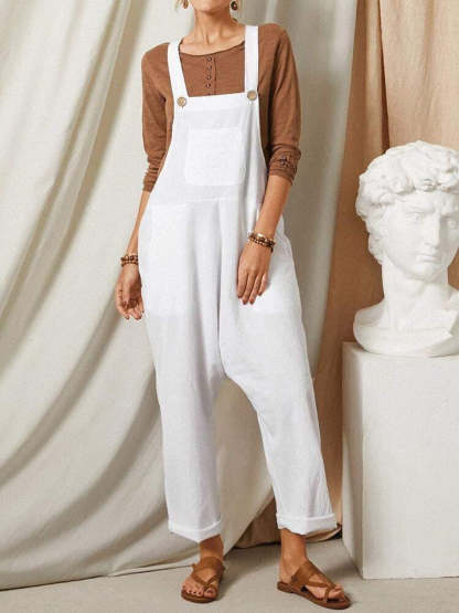 Linen Cotton Loose Casual Loose Jumpsuit