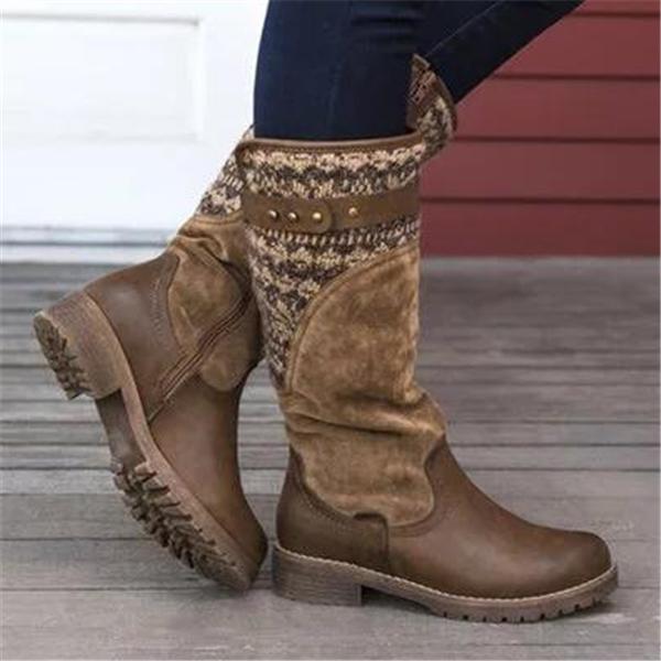 Women Kelsey Boots Zipper Knitted Fabric Boots-KHZEO