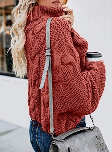 Womens 2022 Winter Fall Solid Turtleneck High Neck BalloonLong Sleeve Sweaters Pullover Outerwear