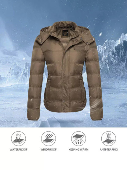 Women's thick winter jacket quilted warm down jacket with detachable h