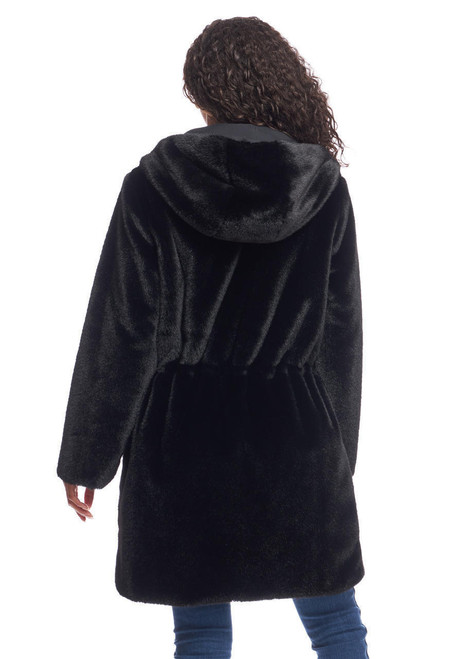 Black Faux Fur Ready or Not Reversible Storm Coat