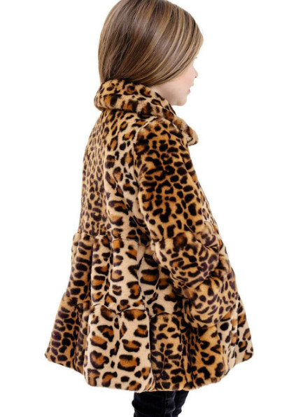 Kid's Leopard Faux Fur CeCe Swing Coat
