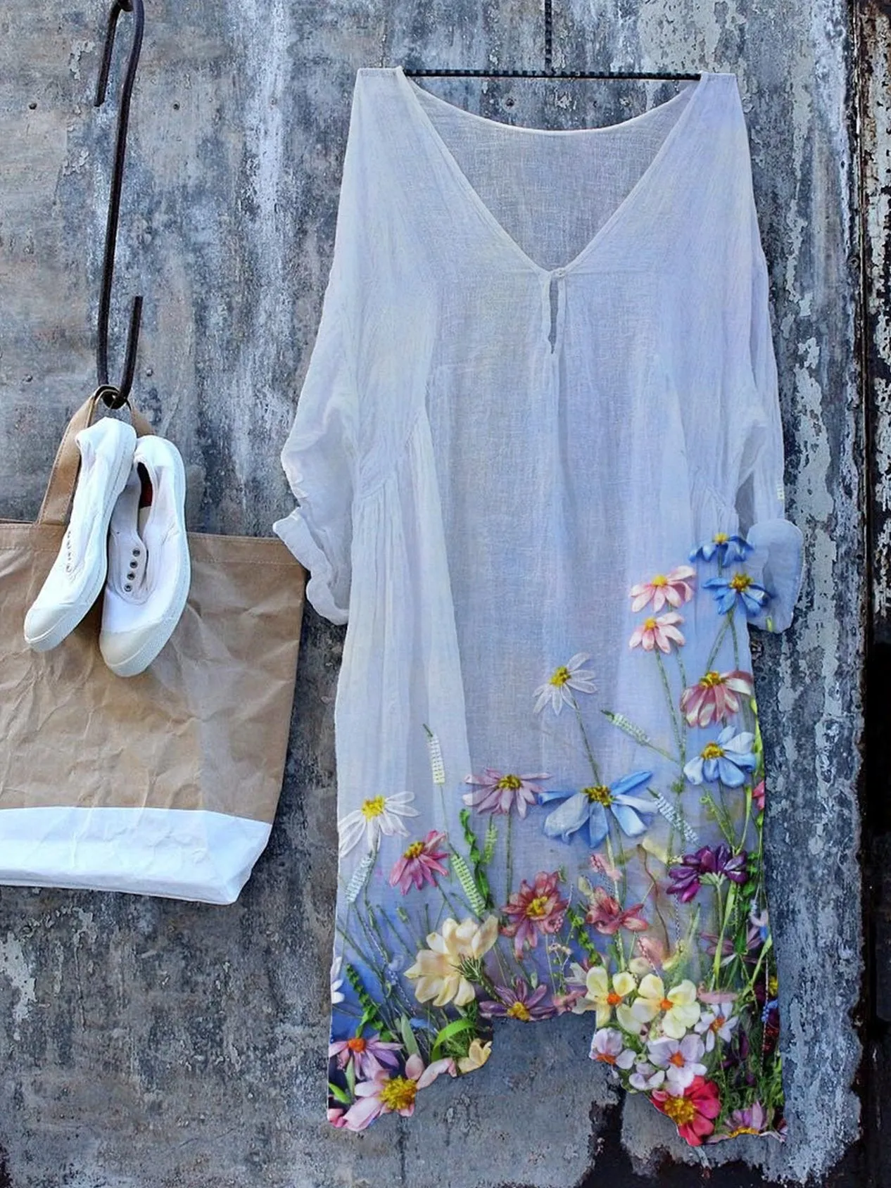 Lace Wrinkle Round Neck Short Sleeve Dress