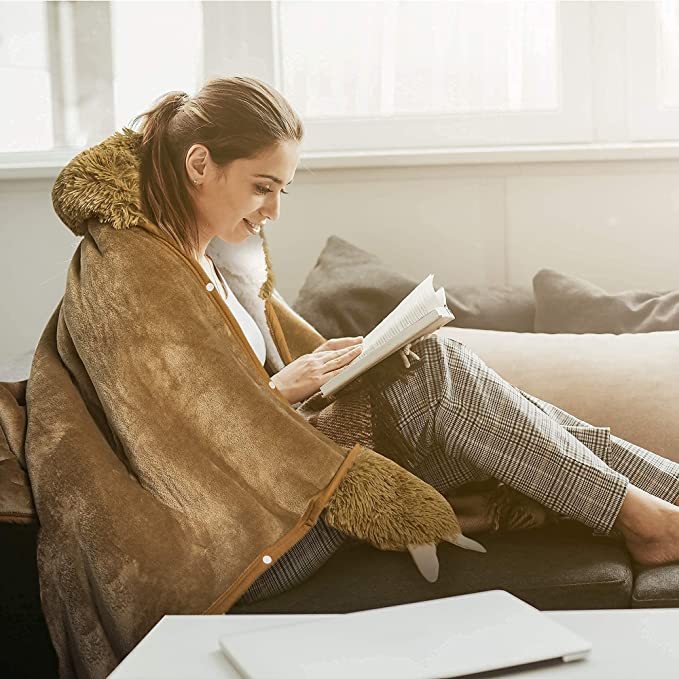 Wearable Hooded Blanket for Adults - Super Soft Warm Cozy Plush Flannel Fleece & Sherpa Hoodie Throw Cloak Wrap - Sloth Gifts for Women Adults and Kids