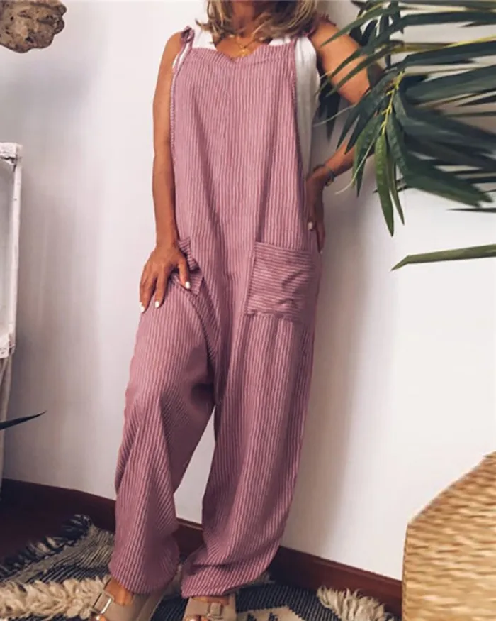 Linen Cotton Loose Casual Loose Jumpsuit