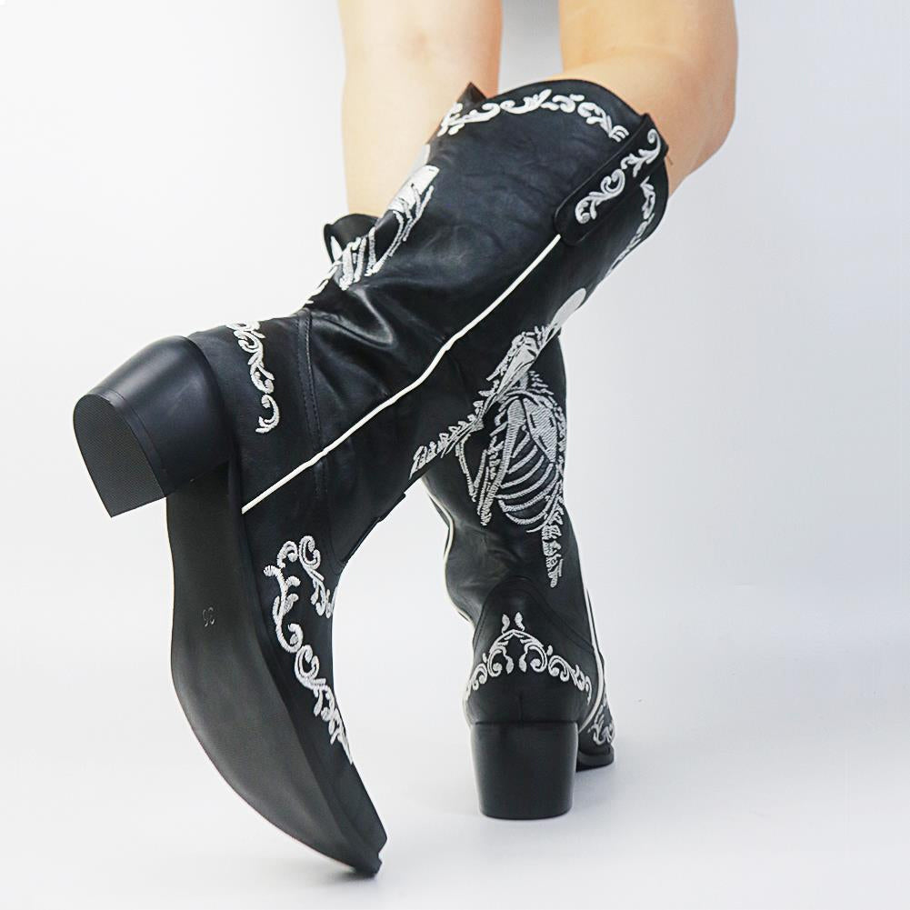 Women's Retro Punk Gothic Skull Boots