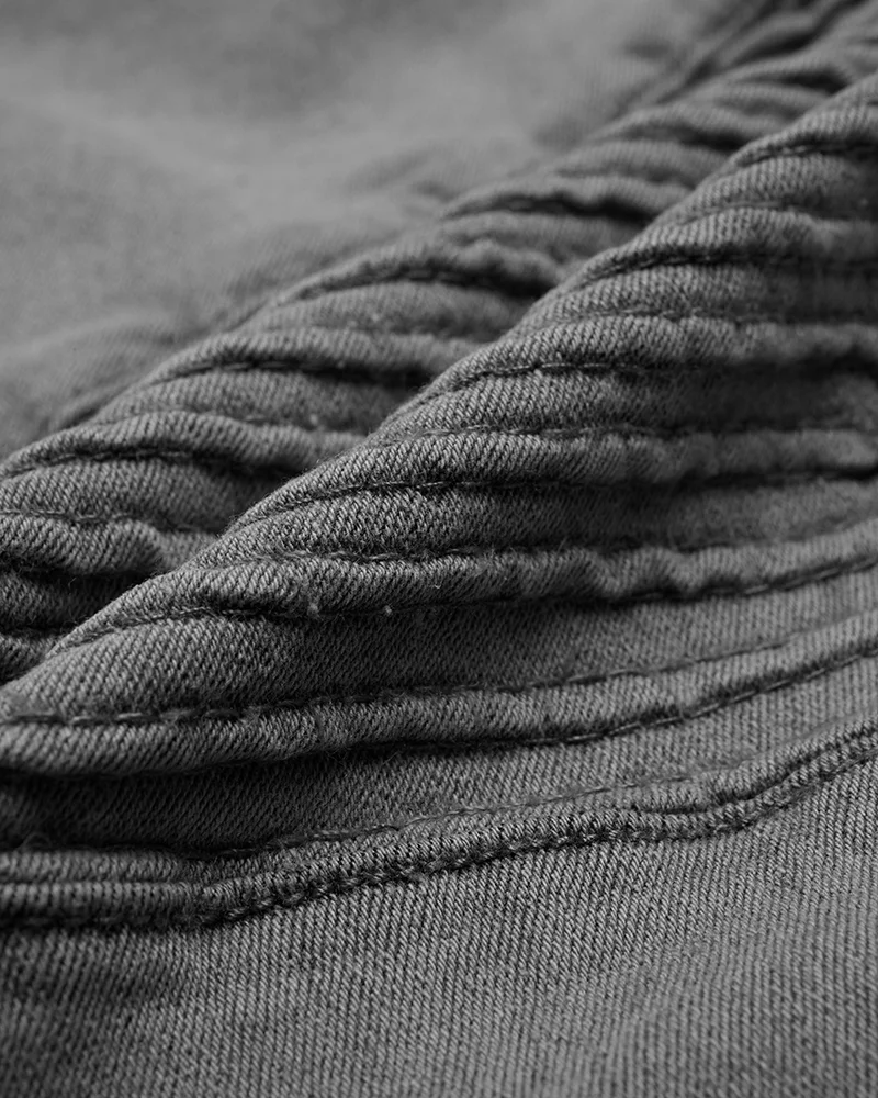 Solid Slant Pocket Zip Side Seam Detail Skinny Jeans