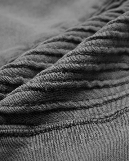 Solid Slant Pocket Zip Side Seam Detail Skinny Jeans