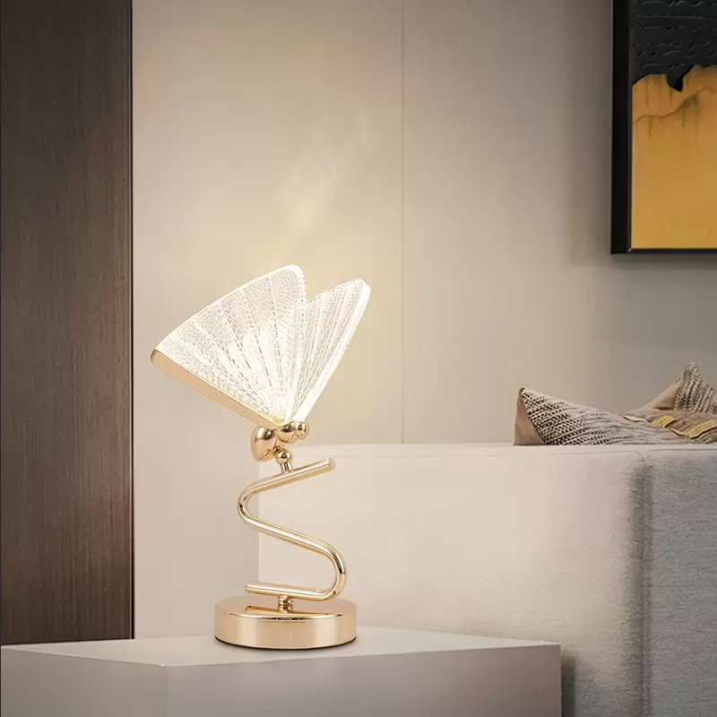 Butterfly Lampshade Night Lamps Nordic Bedside Table Lamp Gold Modern 