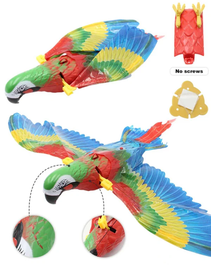 Bird Simulation Interactive Hanging Parrot/Eagle Flying Toy for Cats