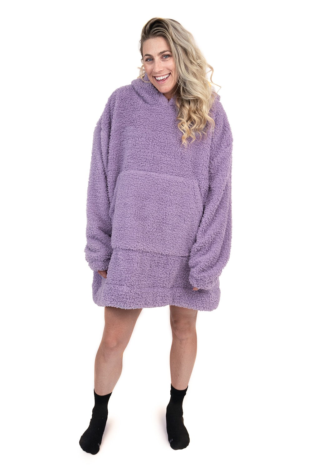 Hoodie Pocket Purple Short Hoodie Blanket