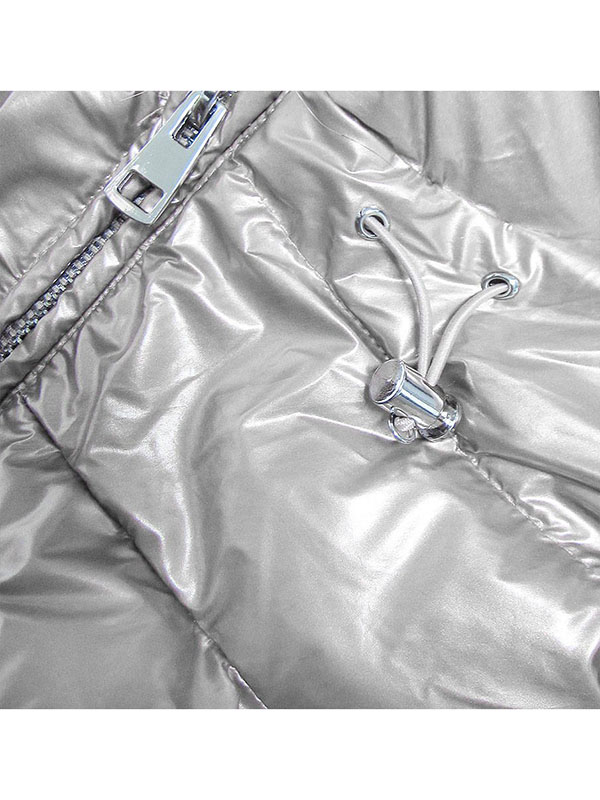 Ladies shiny winter jacket silver