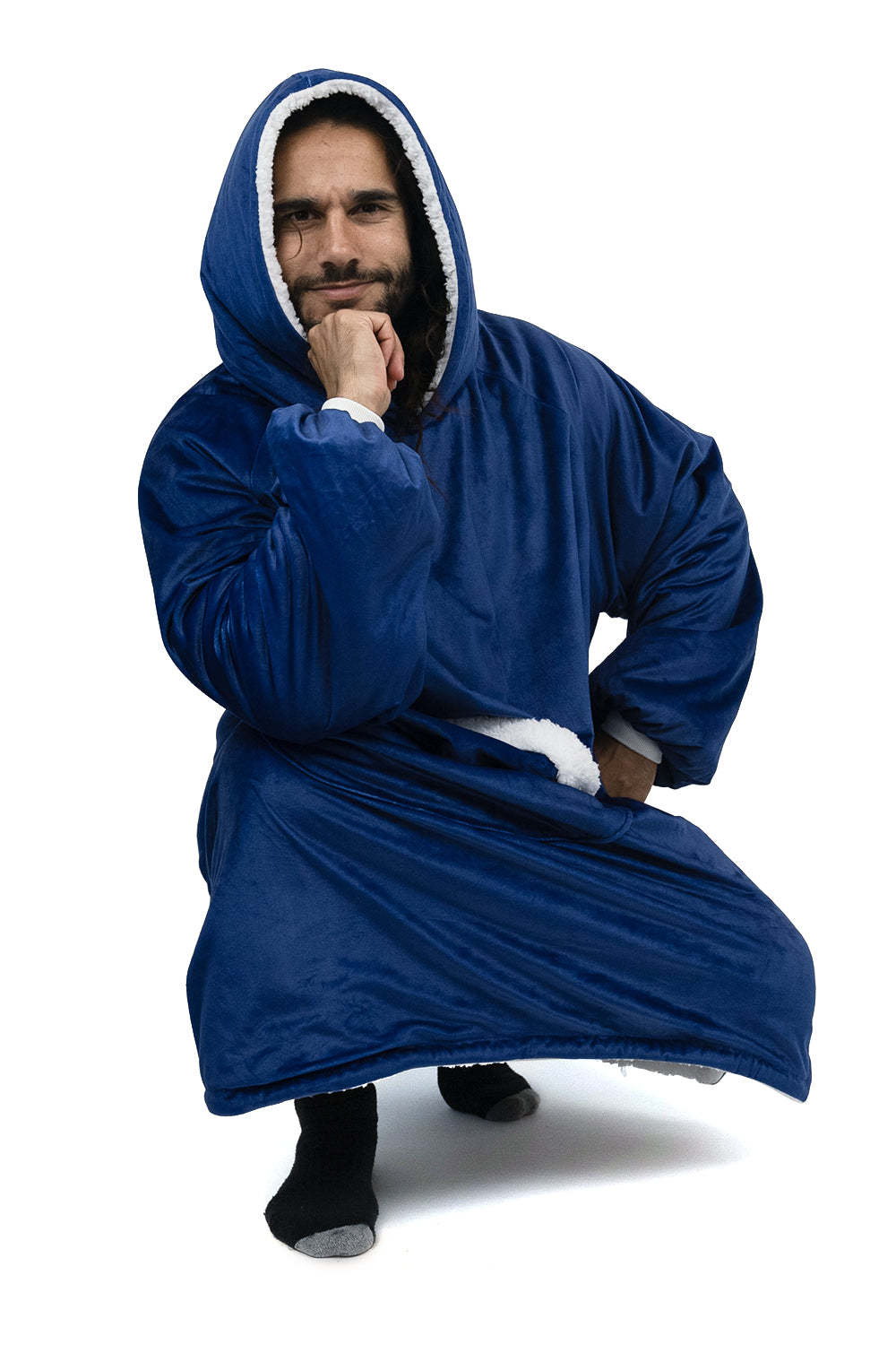 Hoodie Pocket  Navy Blue Blanket Hoodie