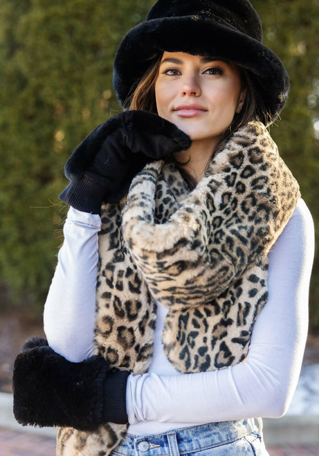 Black Faux Fur Le Mink Convertible Mittens