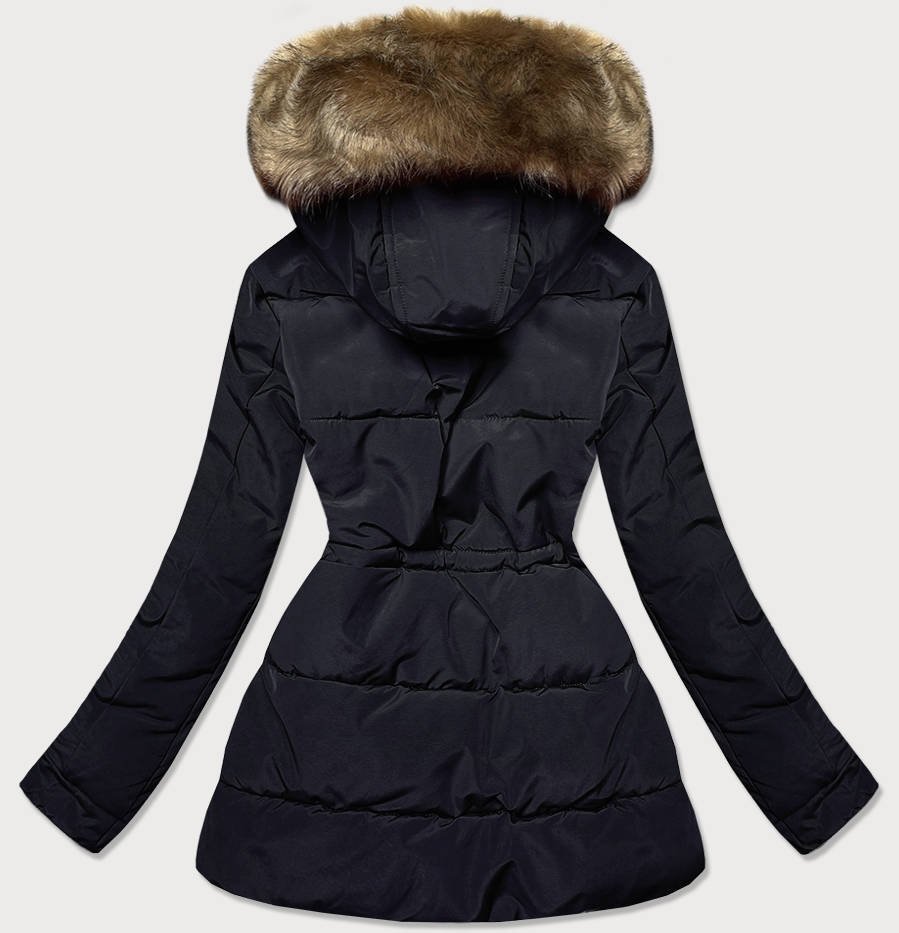 Women's winter parka bear navy blue / brown