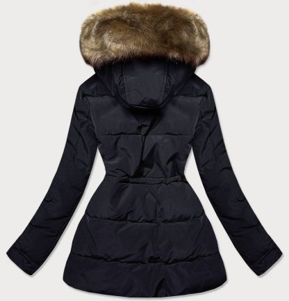 Women's winter parka bear navy blue / brown