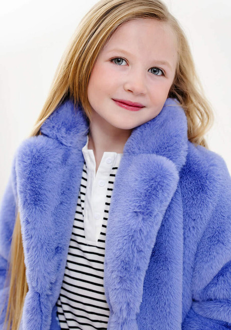 Kid's Periwinkle Faux Fur Mini Le Mink Jacket