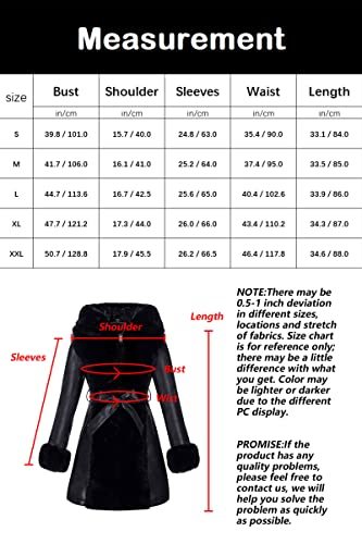 Women's Faux Leather Fleece Lined Coat Winter Hooded Zip-up Parka with Belt