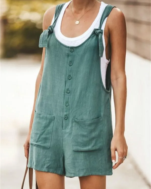 Linen Cotton Loose Casual Loose Jumpsuit