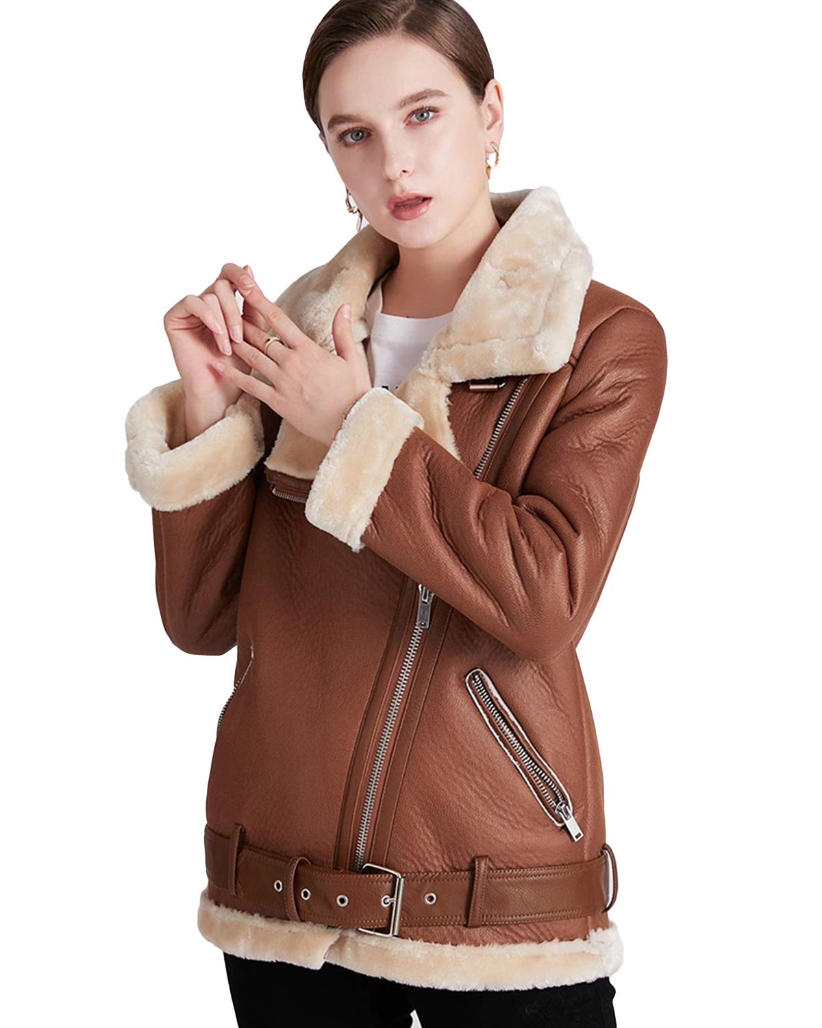 Women's Faux Shearing Moto Jacket